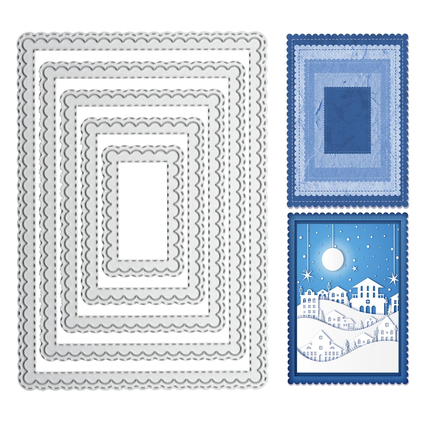 YKW Scalloped Background Frame Metal Cutting Dies Set for Card Making Albums Scrapbooking Paper Crafts DIY Tool Kit, Embossing Tools Die Cuts Etching