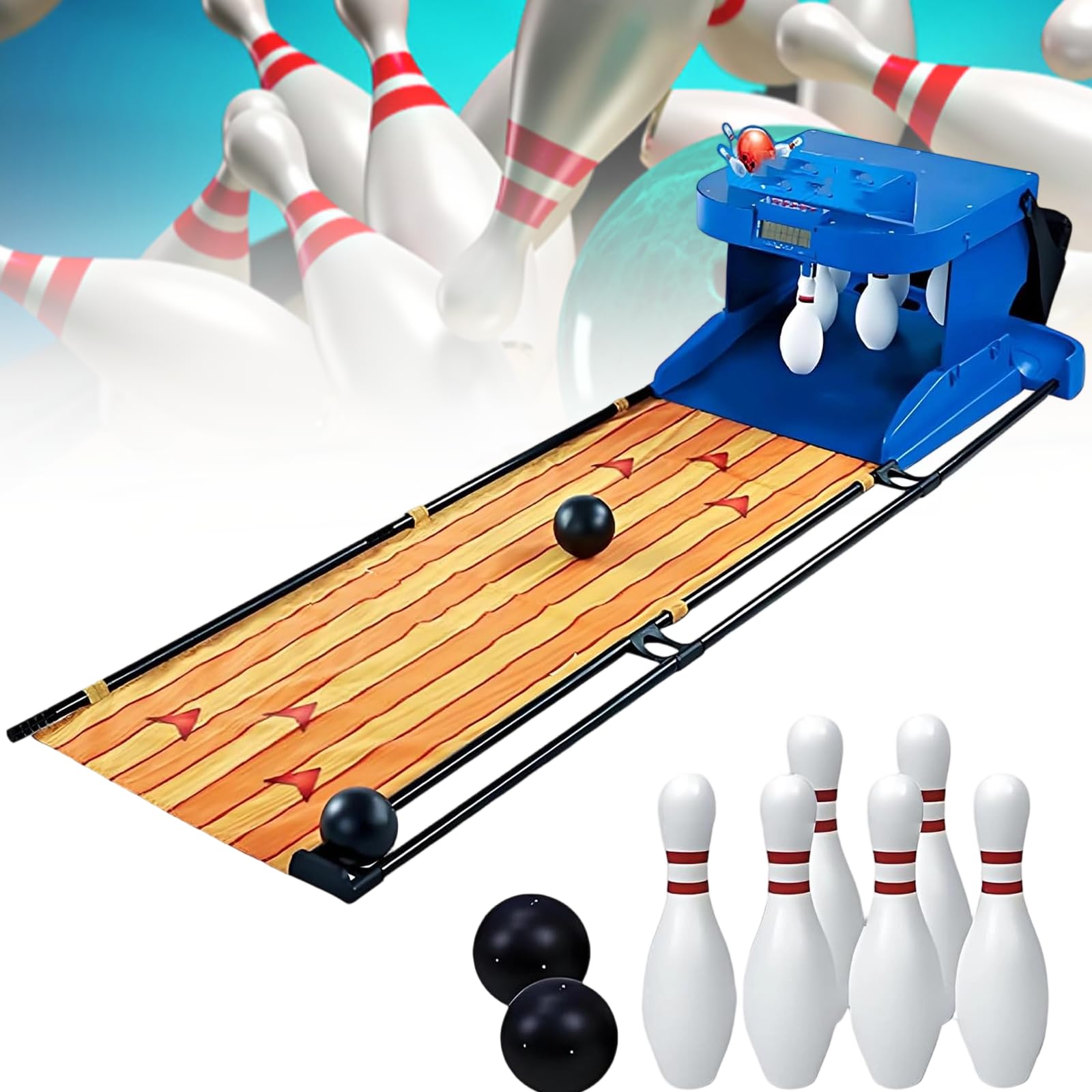 Set di Palle da Bowling per Interni, 2/3,5 M, Gioco da Bowling per Interni, Gioco per Bambini, Set da Bowling Elettronico Pieghevole, con Ripristino Automatico 2m
