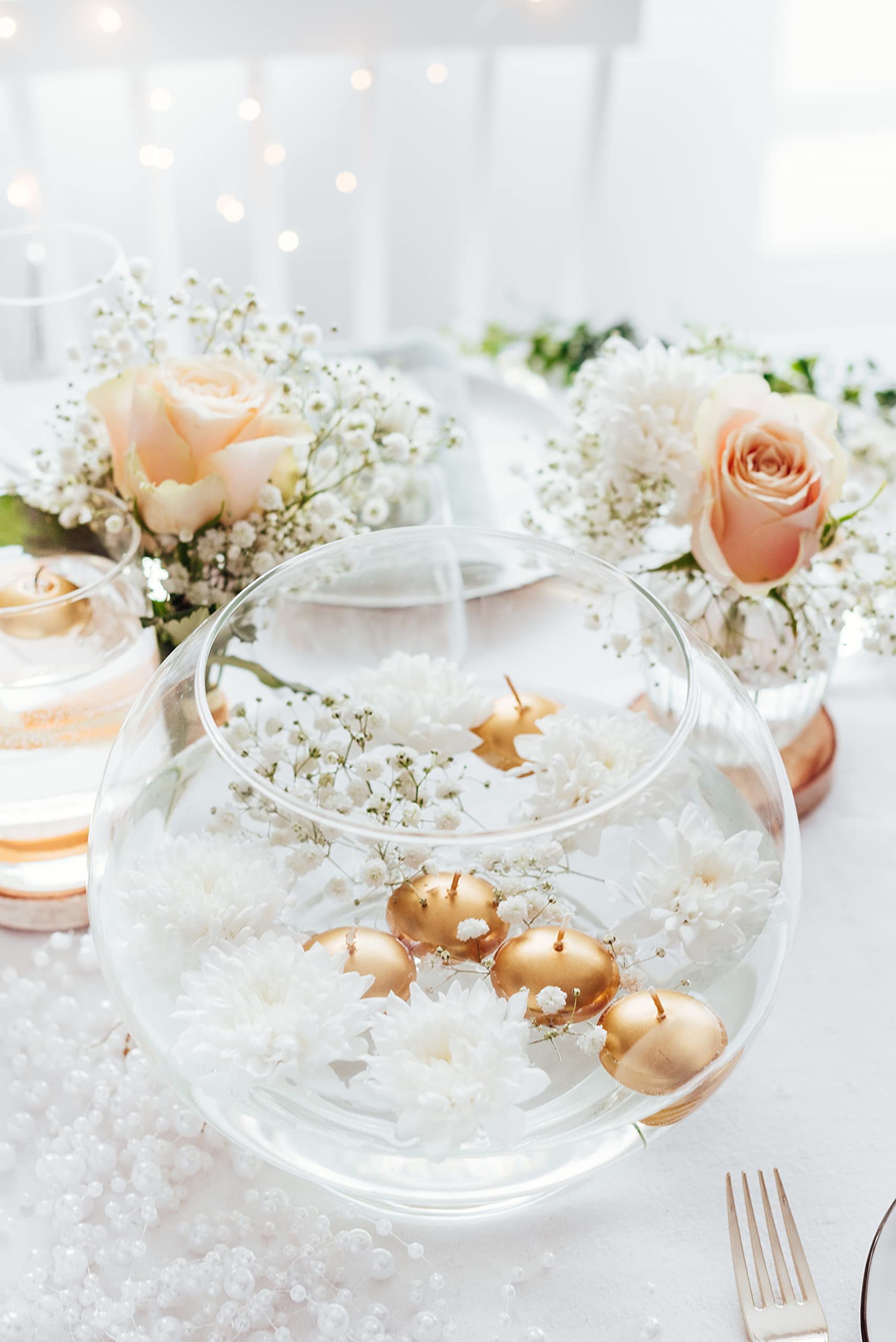 PartyDeco, Candele Galleggianti, per Matrimonio, Cerimonie, 50 unità, Oro