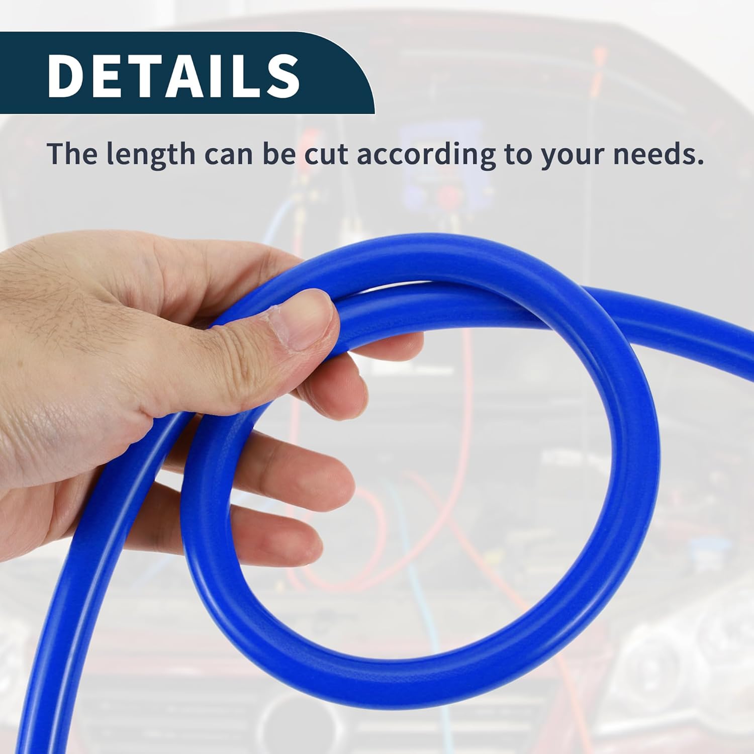 Silicone Vacuum Tubing Hose 130PSI Max Pressure Automotive Vacuum Line Blue with Vacuum Connector 1 Set 6.6Ft 3/4/5/6/8/10mm ID 2.5mm Thickness