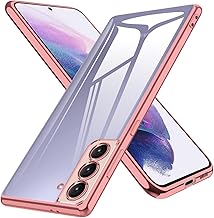 Galaxy S21 Case Clear Smartphone Case Galaxy S21 5G Soft Silicone tpu Transparent Shockproof Lightweight Lens Protection with Strap Hole Rose Gold Plated Samsung S21 SC-51B SCG09 Cover Rose Gold