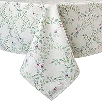 Vista 13 de 100% Waterproof Rustic Table Cloths Floral Print Linen Round Tablecloth Burlap Fabric Farmhouse Table Cloth, TPU Vinyl Table Cover for Kitchen