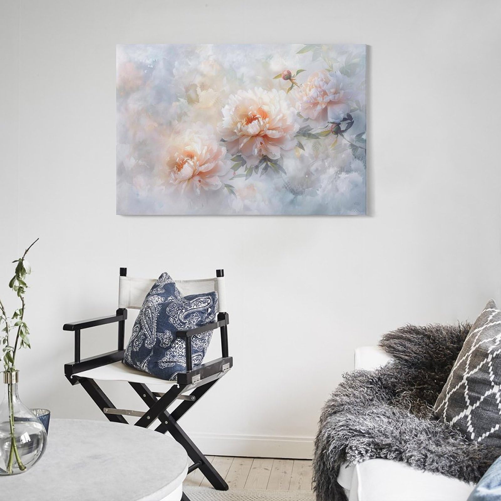 Amazon.co.jp: 絵画 柔らかな牡丹の花の絵 アートパネル