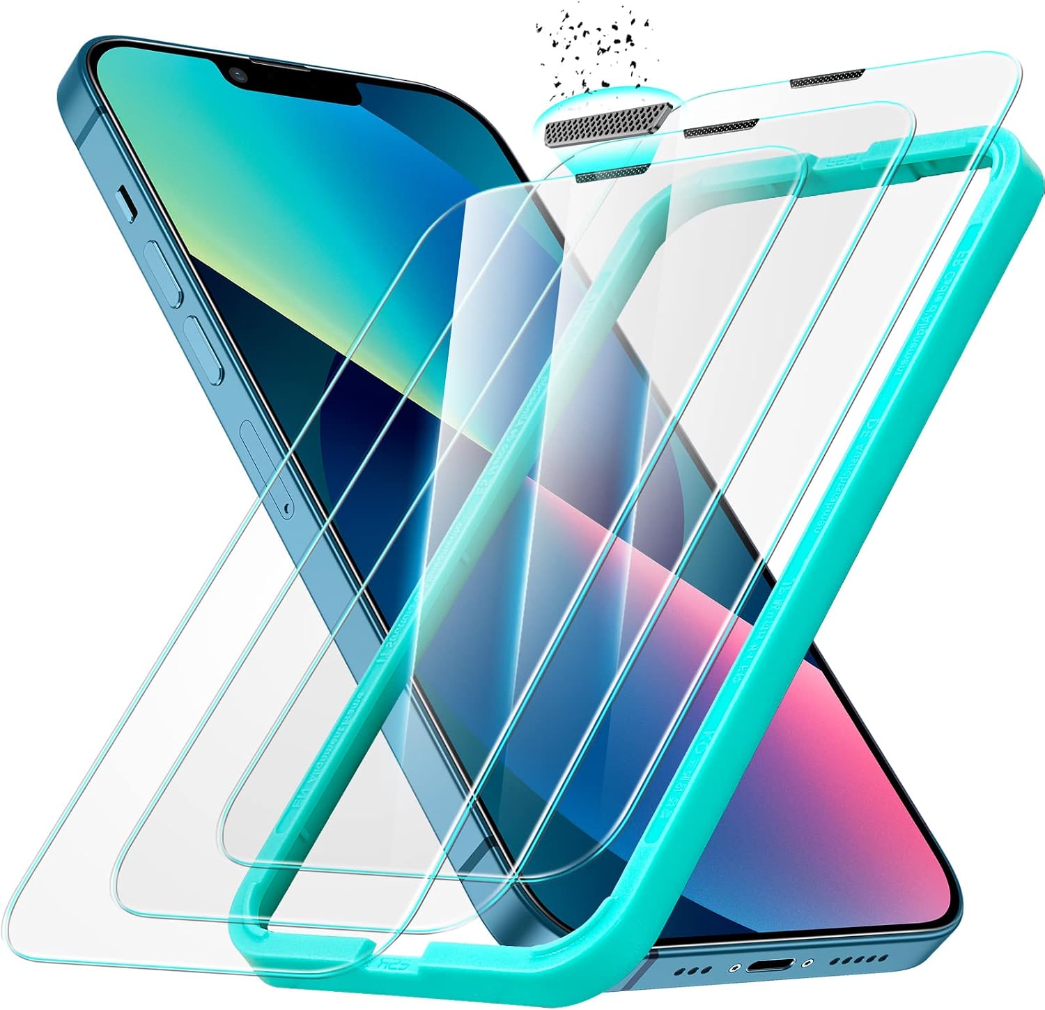 ESR Tempered-Glass Screen Protector Compatible with iPhone 13 and iPhone 13 Pro (2021), Easy Installation Frame, Scratch Resistant, Speaker Shield, Case Friendly, 3 Pack