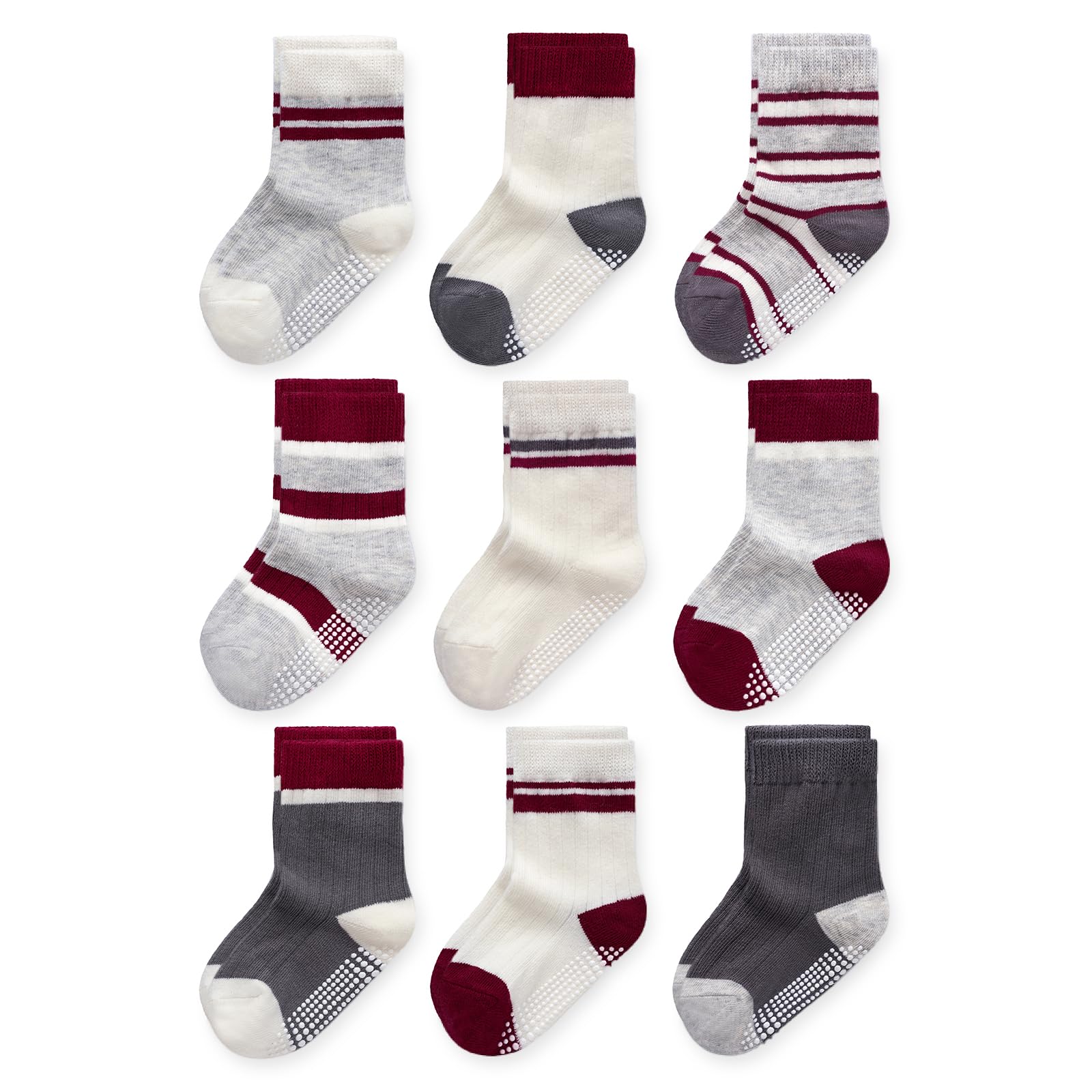 Baby Toddler Essentials Non-Slip Crew Socks for Unisex Boys Girls