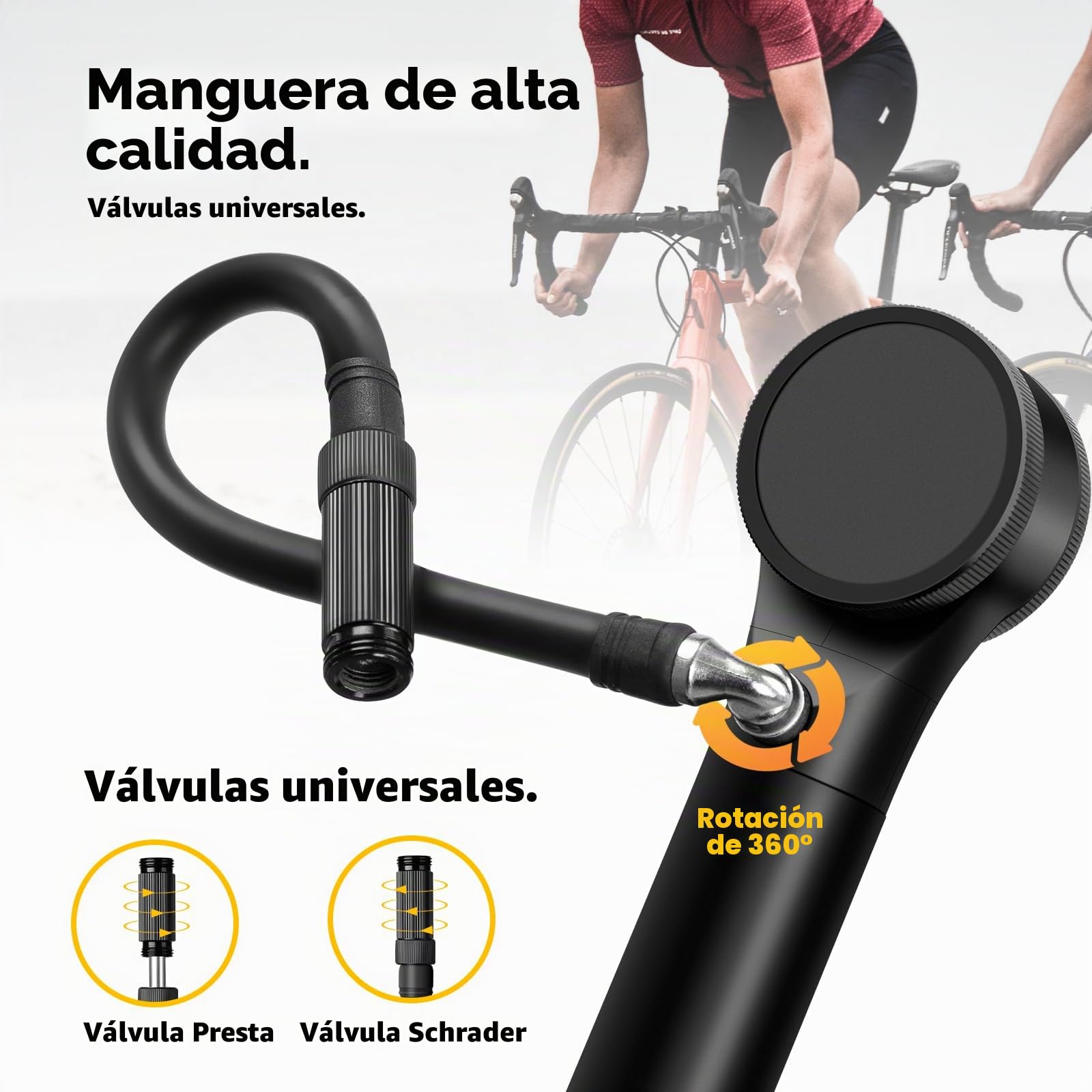 ROCKBROS Bomba de Aire Bicicleta Inflador Bicicletas 320PSI Adaptador Válvulas Presta y Schrader Mini Bomba para Bicicleta con Manómetro Electrónico para MTB BMX Bicicleta Carretera