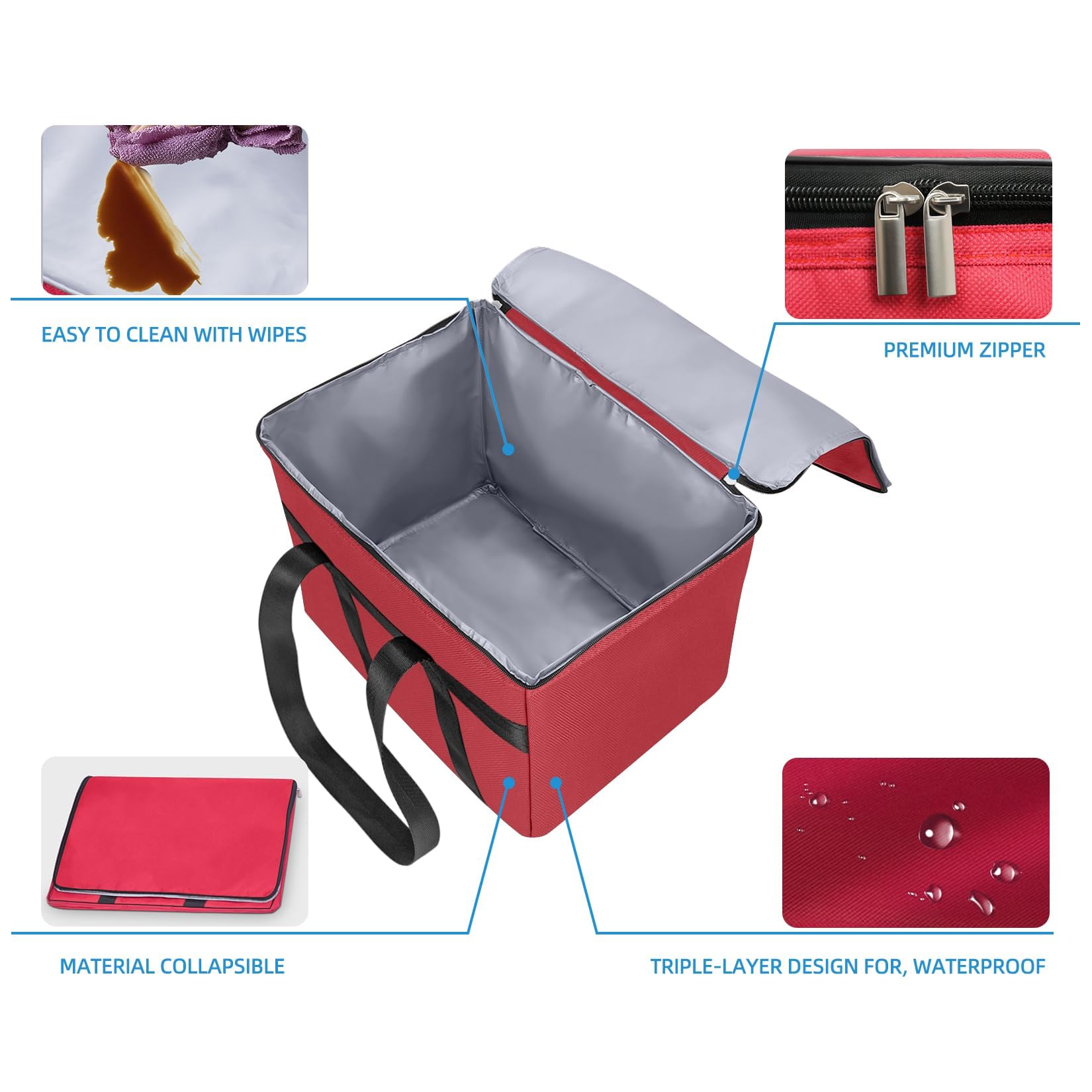 Borsa Frigo Pieghevole Grande 38 Litri Termica Isolata, Contiene 20 kg, per Spesa Picnic Viaggi