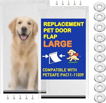 2-Pack Large Dog Door Flap for PetSafe PAC11-11039, No Bracket, Frosted