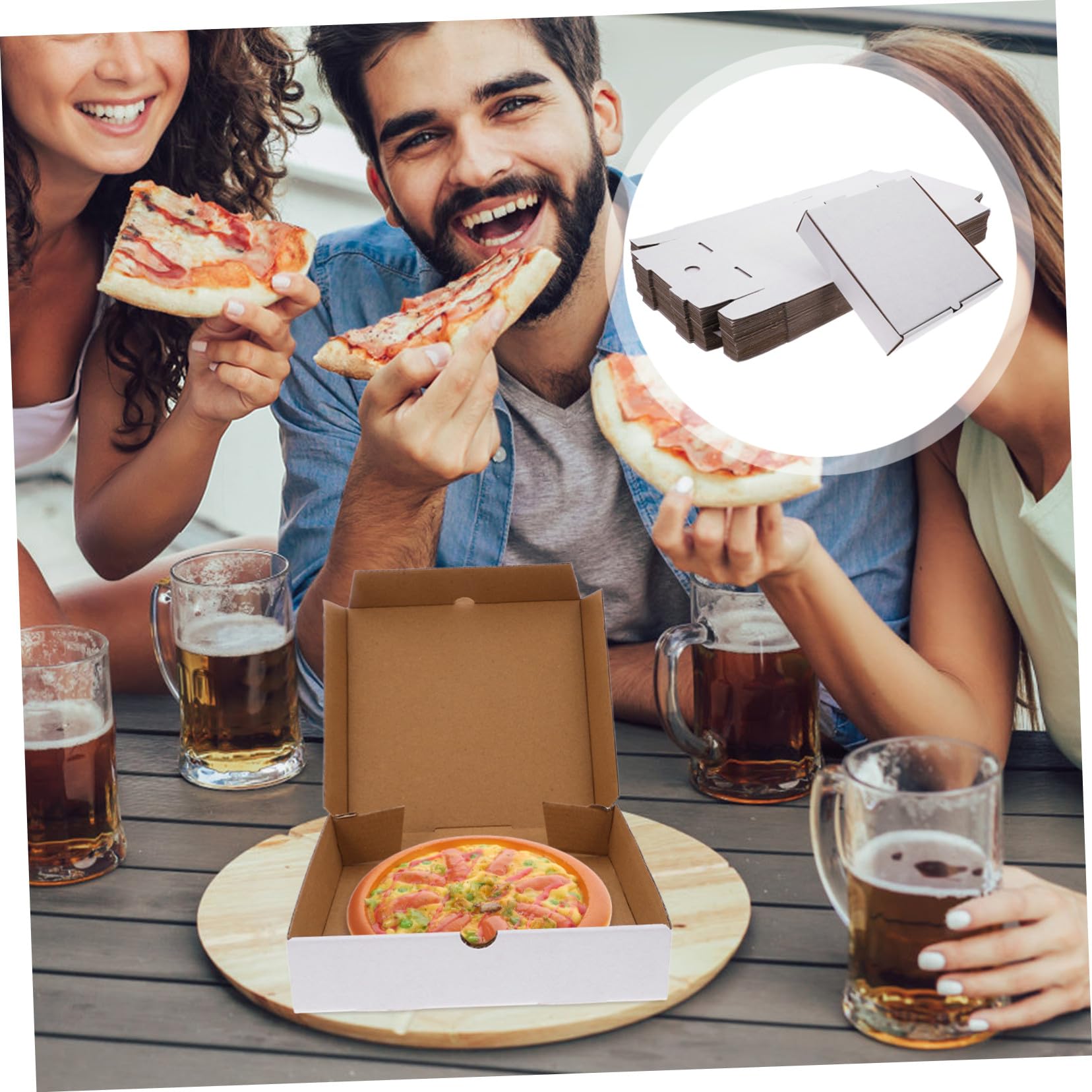 COLLBATH 30 Szt Drukowanie Pojemników Na Pizzę Na Wynos Małe Kartonowe Pudełka Na Chipsy Wielokrotnego Użytku Pojemniki Do Przechowywania Pizzy Składane Kartony Wysyłkowe Opakowania Na