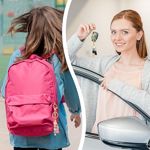 Miniatura 6 de Colarr 12 bolígrafos con cuentas y barras de llavero con cuentas de colores, kit surtido de bricolaje para bolígrafos, llavero colgante para