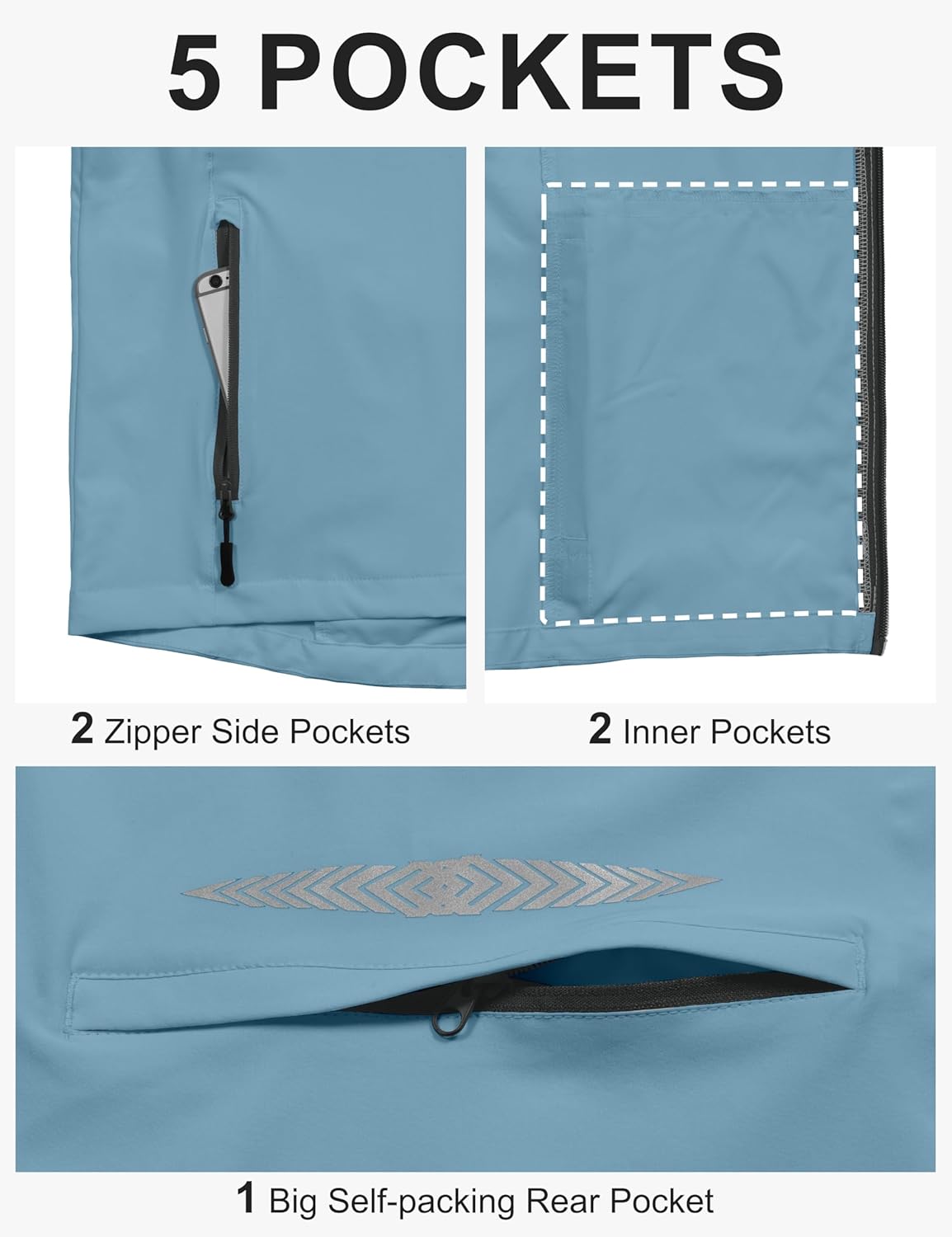 Little Donkey Andy Men's Quick-dry Running Jacket, Convertible UPF 50+ Cycling Jacket Windbreaker with Removable Sleeves - Image 6