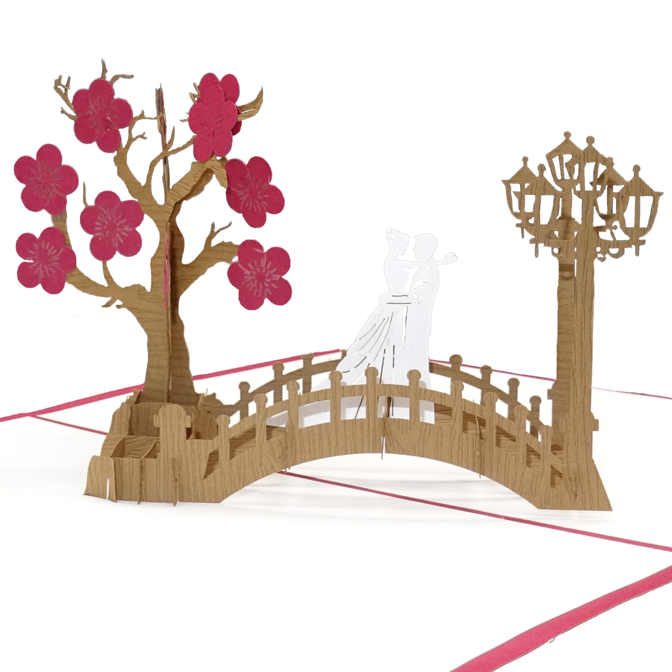 10 x Pop Up Karte Hochzeit - Set zu 10 Stück Bridge of Love 3D Einladungskarten Hochzeitskarten Hochzeitseinladungen mit Umschlag