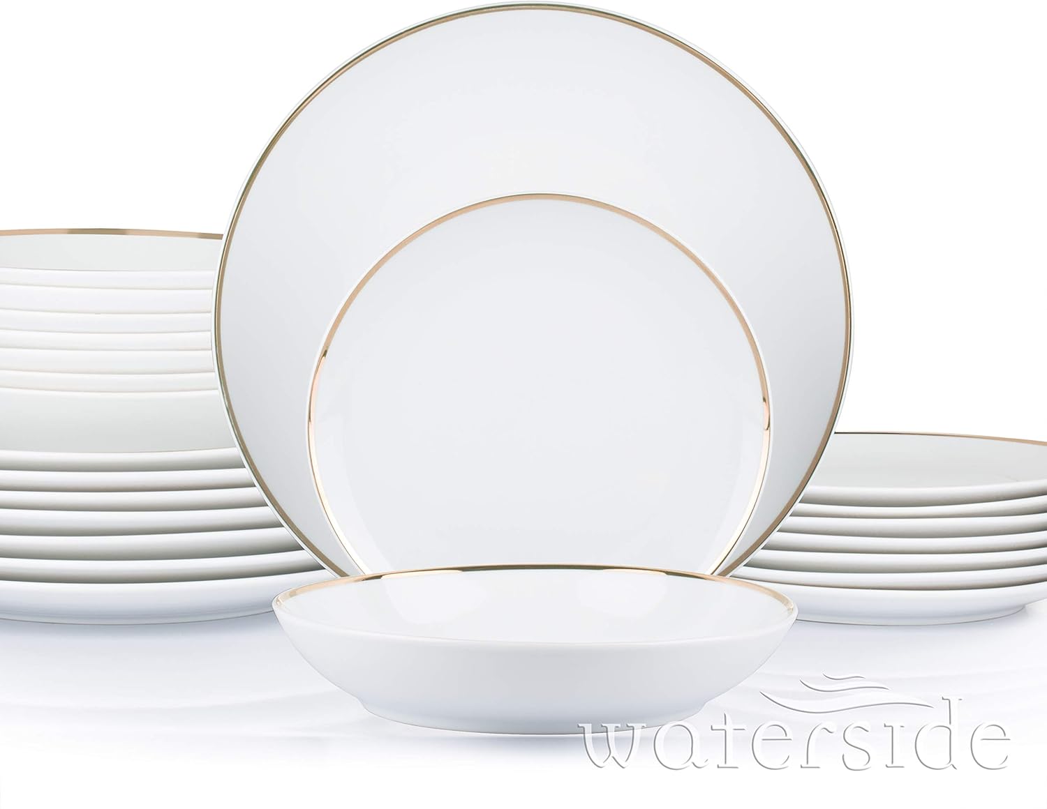 Waterside Fine China 24 Piece Goldline Dinner Set