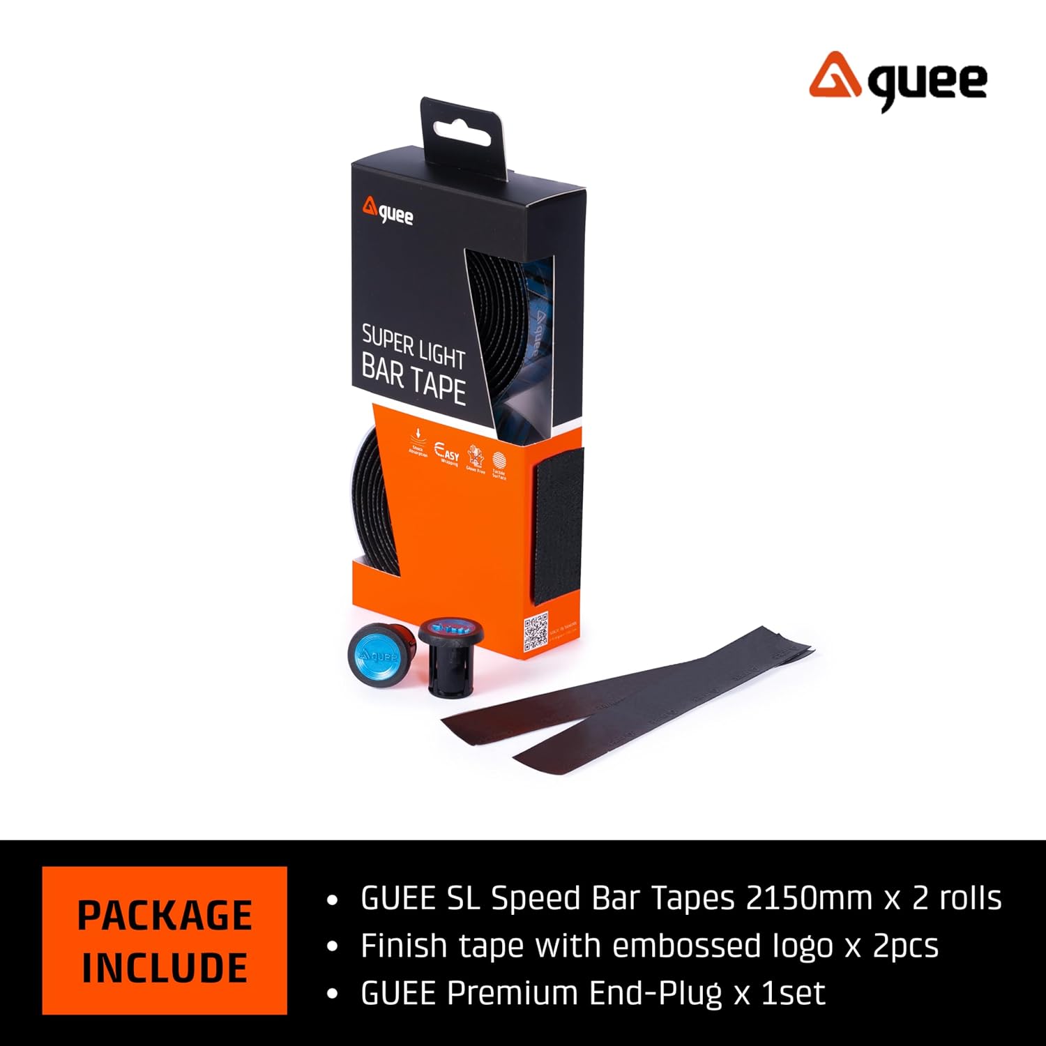 GUEE SL Speed Road Bike Handlebar Tape – Premium PU Leather, Microtex Structure, Shock-Absorbing Foam, Ultra-Light 30g, Anti-Slip Racing Grip (2 Rolls, Plasma Blue)