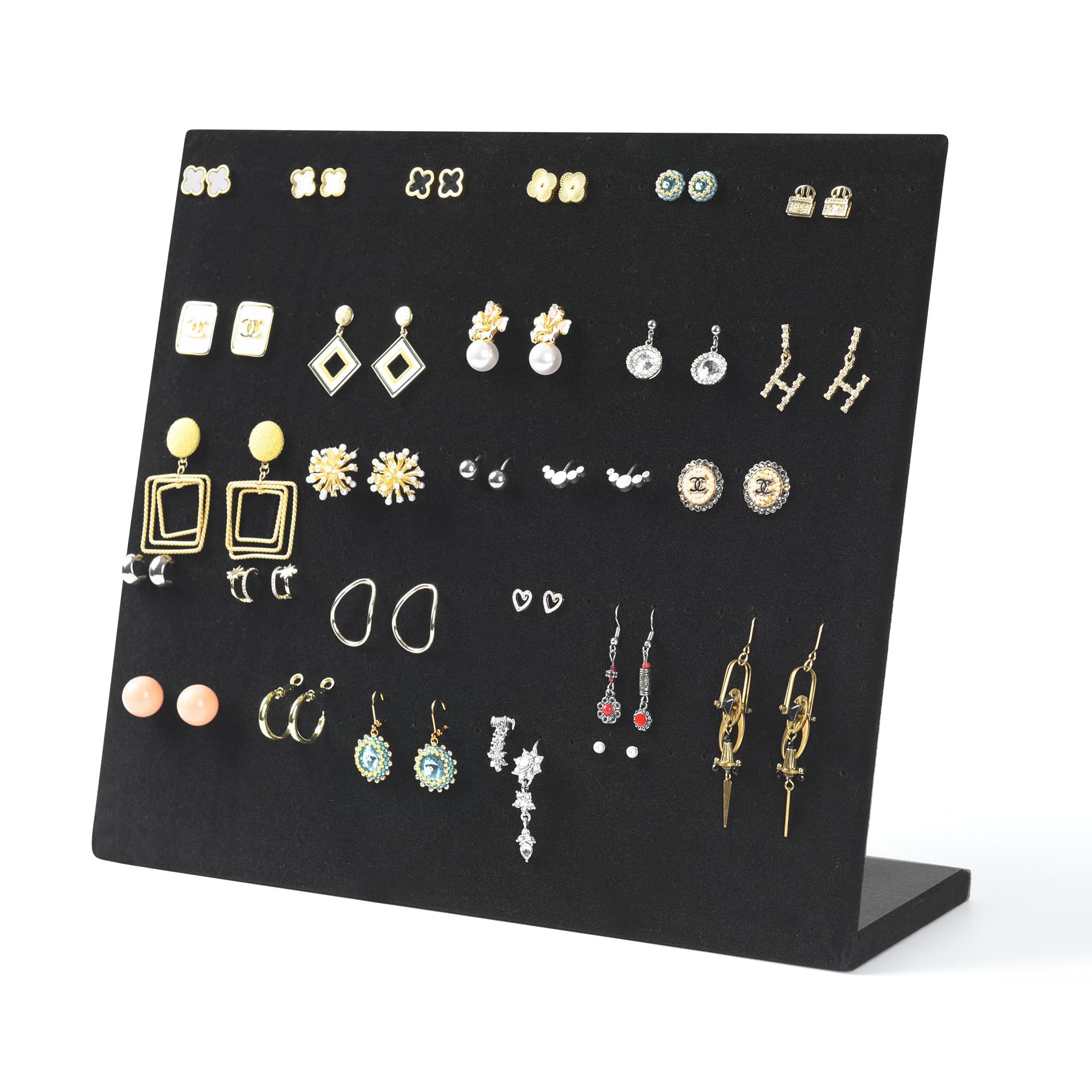 LEXFUNN Velvet Earring Holder Jewellery Display Organizer Ear Stud Stand Holder Tray Pad Showcase Display Stand 60 Pairs