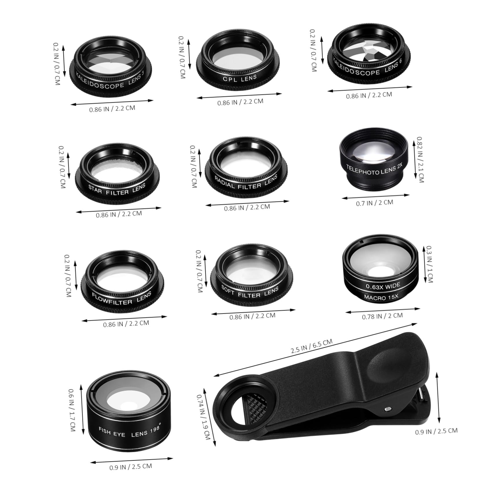 1set Kit Di Lenti Per Smartphone Di Lenti Multifunzionali Con Grandangolo Macro Fisheye e Cpl Per Fotografia Di Persone Paesaggi e Architettura Facile Da Trasportare e Utilizzare