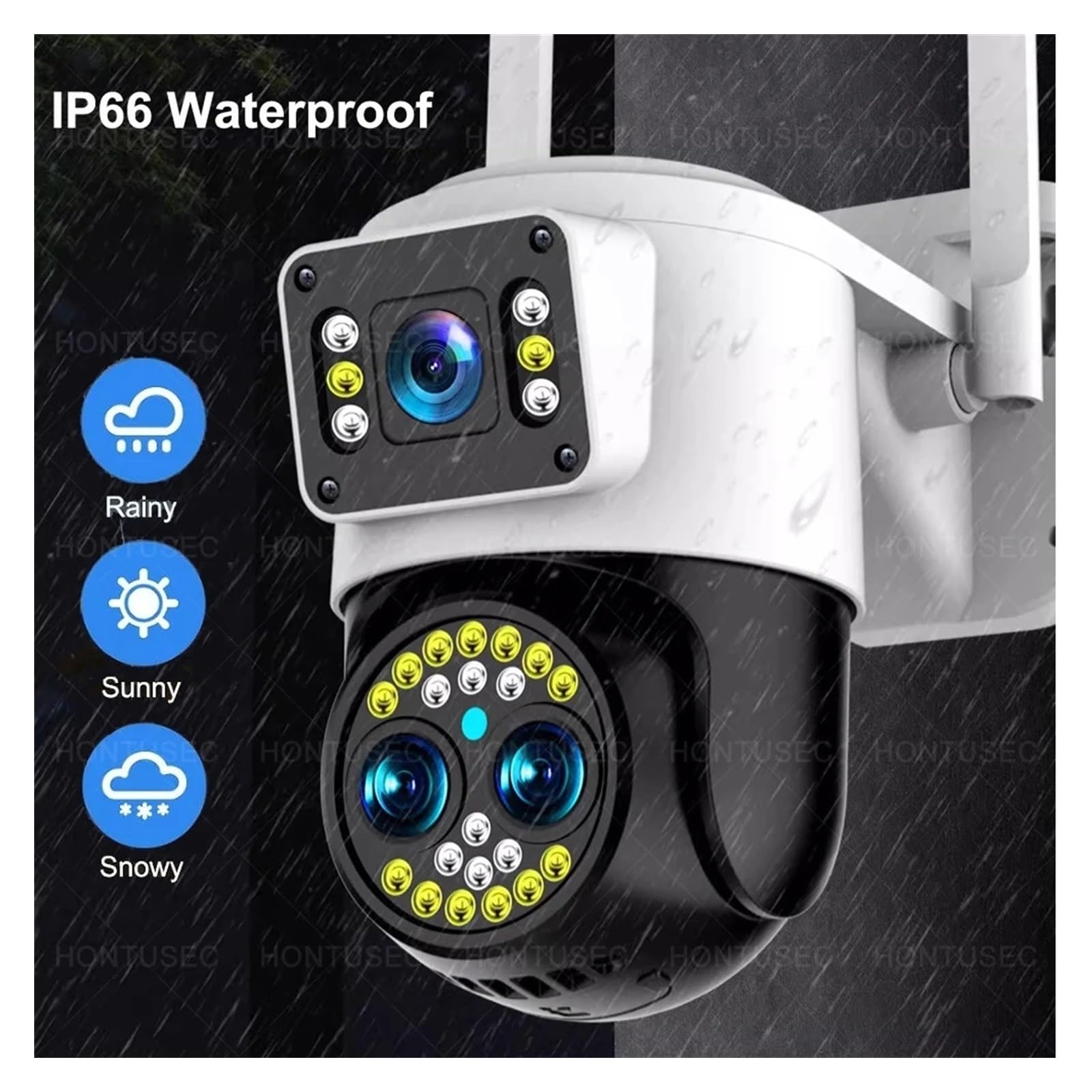 Kamery bezpieczeństwa 4K 8MP HD IP kamera trzy obiektywy podwójne ekrany 10X zoom PTZ dwukierunkowy kolor audio noktowizor zewnętrzna kamera bezpieczeństwa do użytku na zewnątrz (kamera 8MP 32GB)