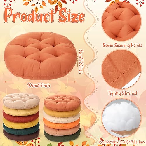 Miniatura 10 de Fumete 12 cojines redondos de suelo, cojines de asiento de 15 x 15 pulgadas, cojines de color para silla, cojín de lectura para niños y adultos,