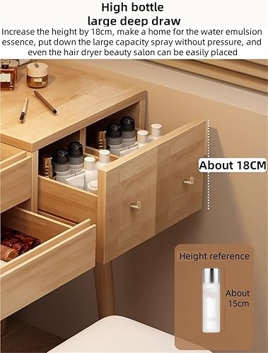Miniatura 6 de Solid Wood Vanity Desk with Plip Top Mirror Makeup Vanity Table with 4 Storage Drawers Space Saving Dressing Table for Bedroom Dressing Room,for