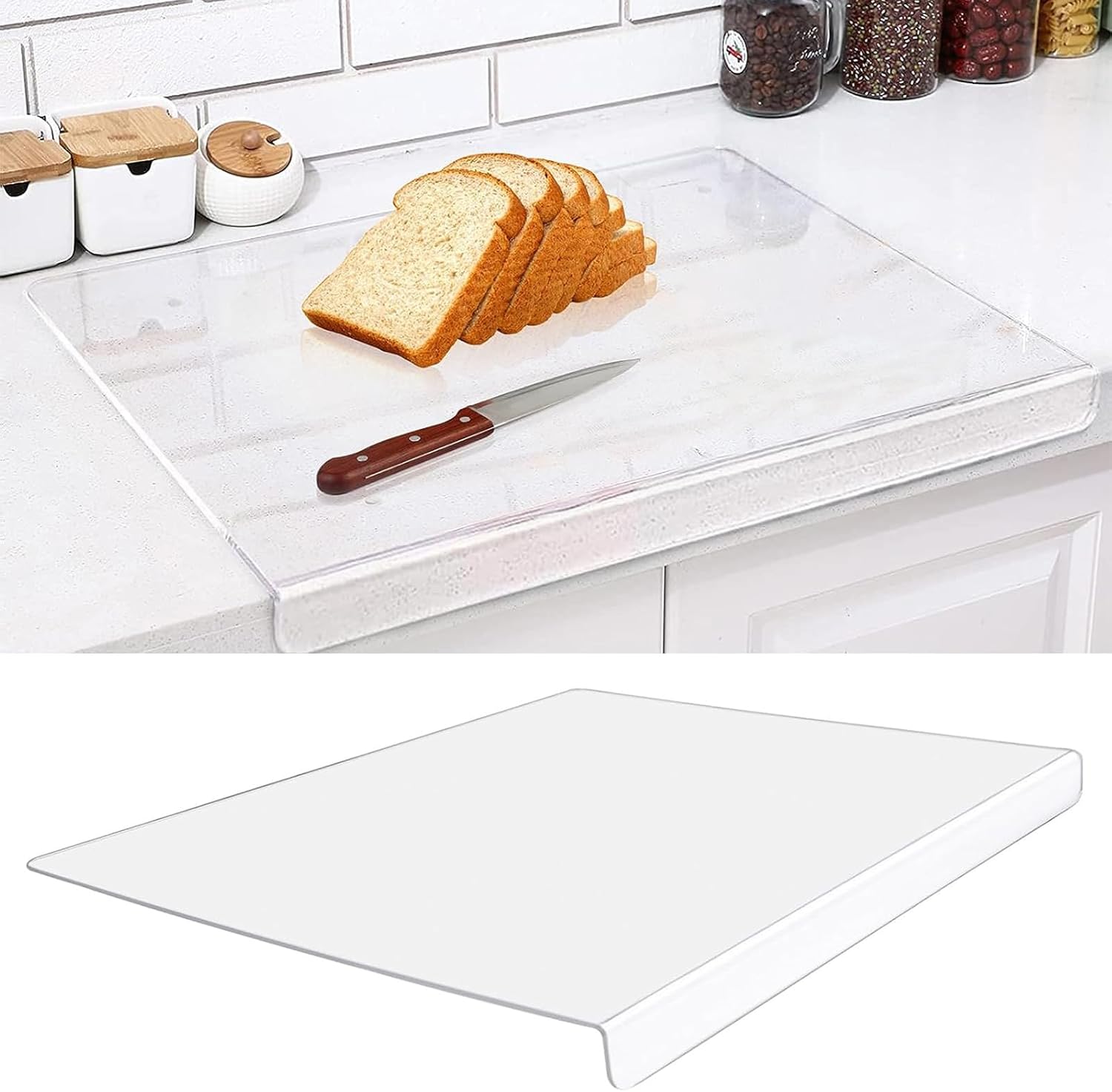 Acrylic Cutting Boards for Kitchen Counter，Clear Cutting Board for Countertop with Lip, Upgraded