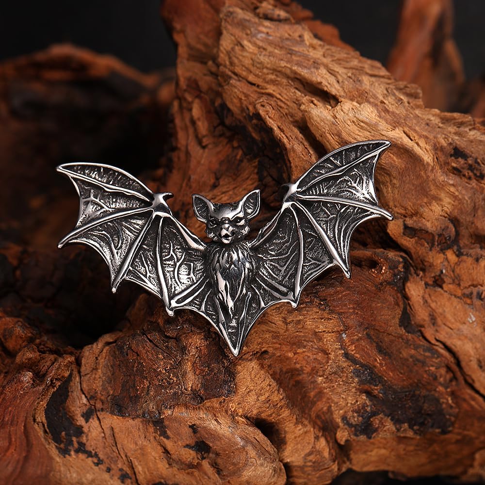 Gothic Bat Brooch Pin, Stainless Steel Vampire Lapel Pin for Men, Halloween Goth Accessories - Image 4