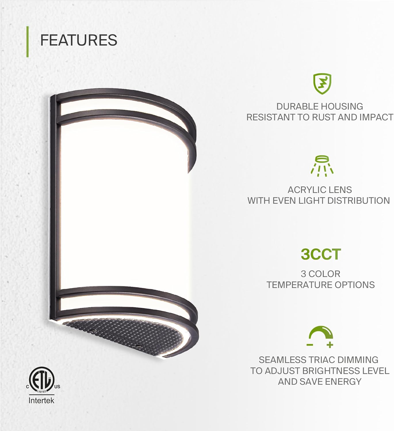 ASD LED Indoor Wall Mount Light Fixture - 10 Inch 15W Modern Interior Oil Rubbed Bronze Dimmable Wall Sconce Light - ETL 3000K 4000K 5000K Adjustable - Hallway, Bedroom LED Wall Lights