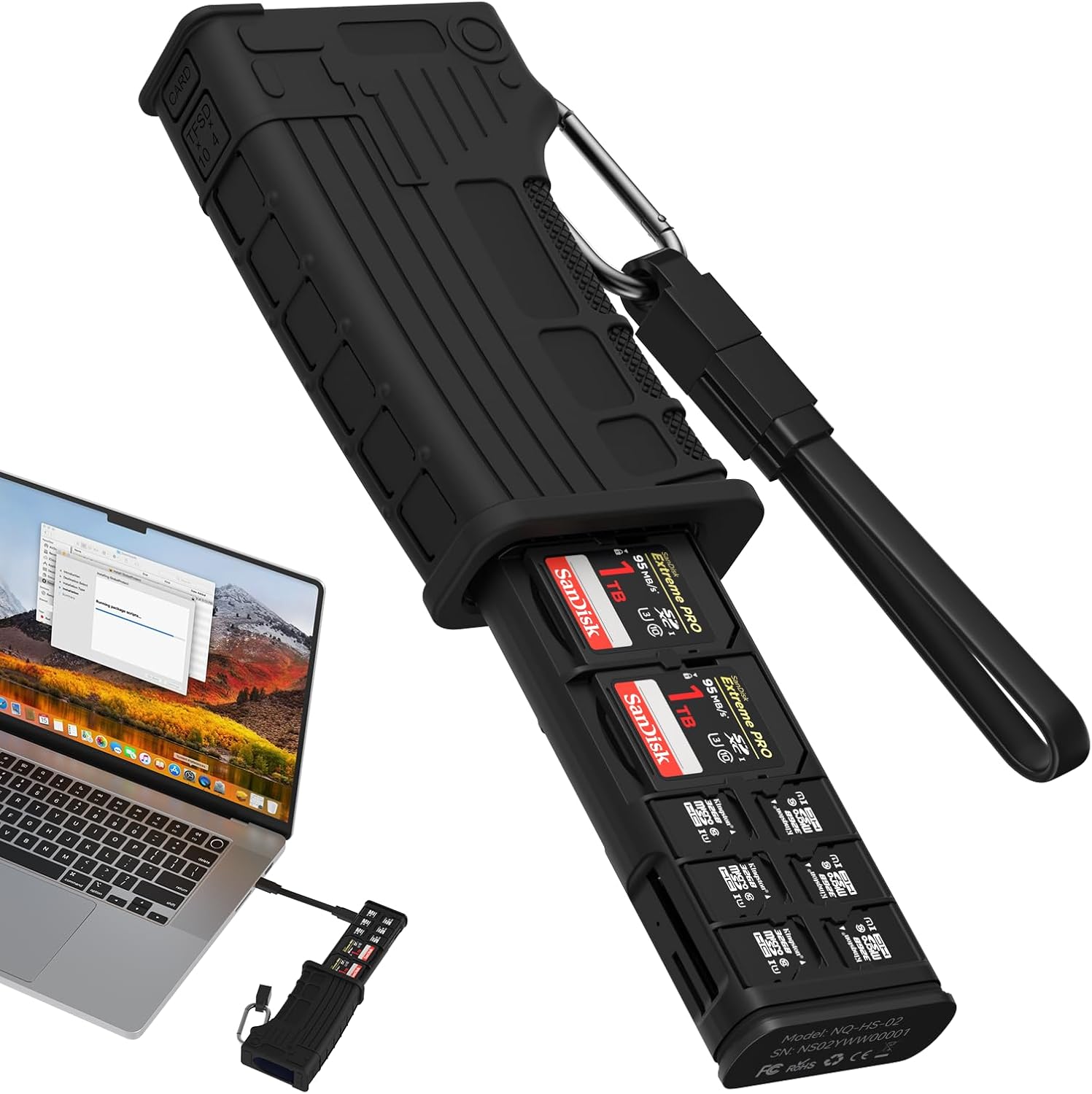 NewQ High Speed SD Card Reader: USB 3.2/3.1 5Gbps and SD 4.0/3.0 312MB/s USB C Micro SD Memory Card Type C SD/TF Dual Card Reader and Carrying Case Holder for Photographer, Computer, Cameras, Drones