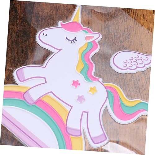 Miniatura 5 de SAFIGLE Decoración de pared con imágenes de unicornio, calcomanía de pared luminosa, diseño creativo de unicornio para fiesta en casa