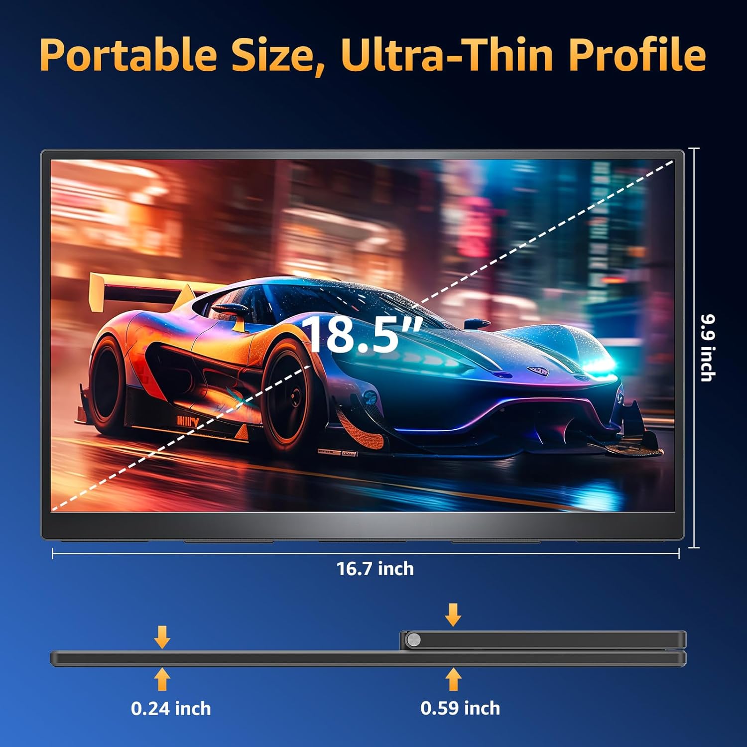 Portable Monitor 18.5" 100Hz with Stand FHD IPS HDR with Speakers HDMI USB-C Travel Monitor for Laptop MacBook PC Surface PS5 Xbox, Large External Display VESA Compatible - Image 8