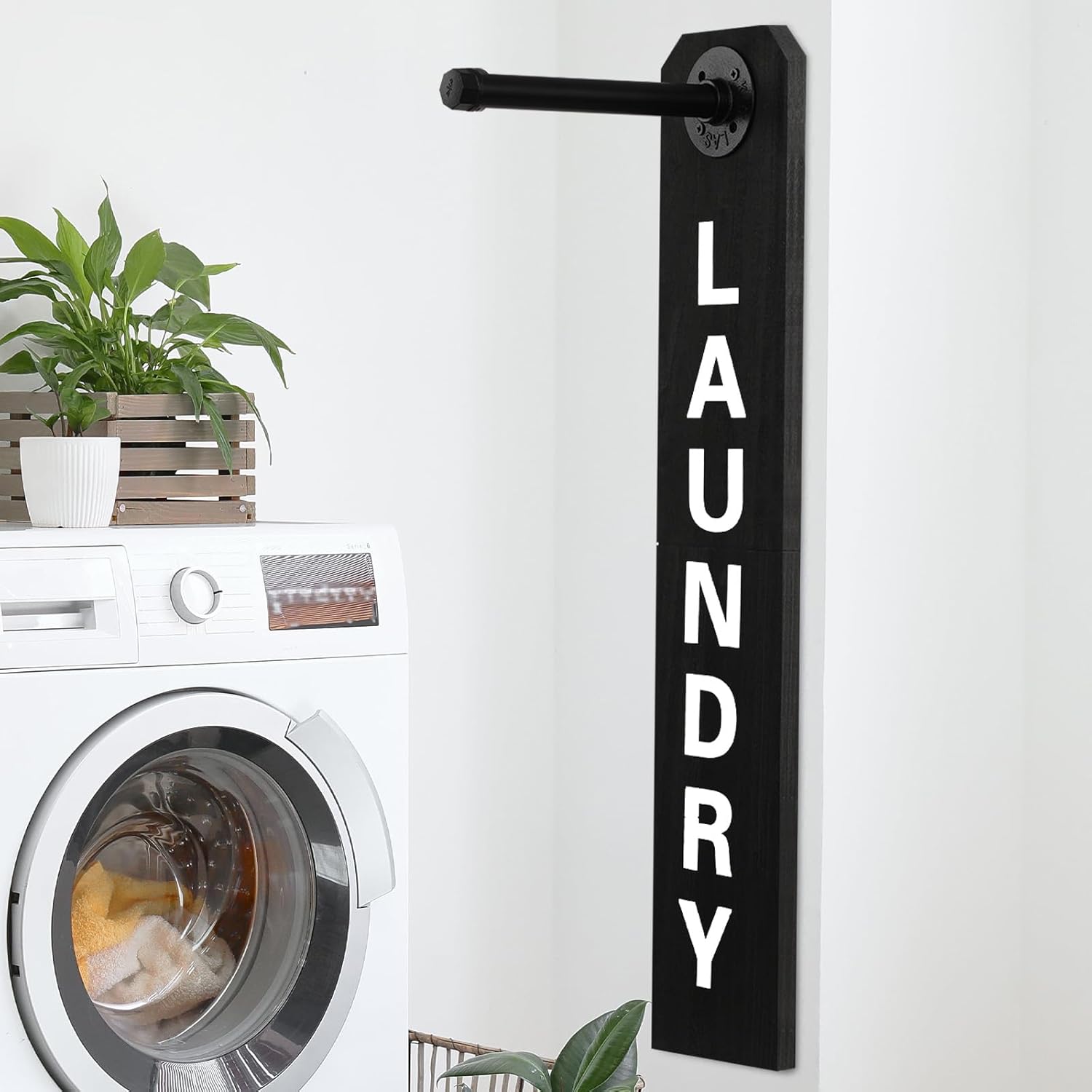 Laundry Room Sign Decor Drying Rack Organization Laundry Room Wall Mounted Hanger Rack Farmhouse Swing Arm Rods Clothes Hooks