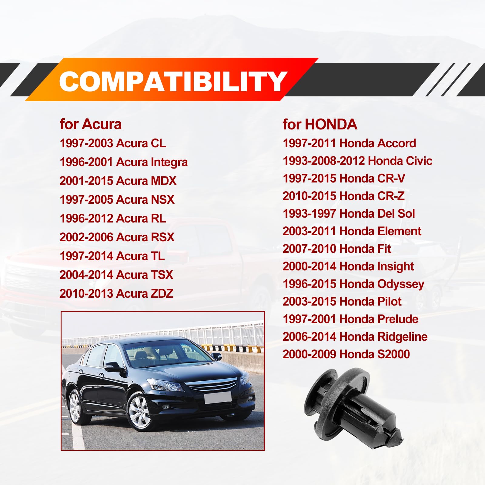 10x Bumper Clips For Honda Civic, CRV, Accord - OEM #91503-SZ3-003