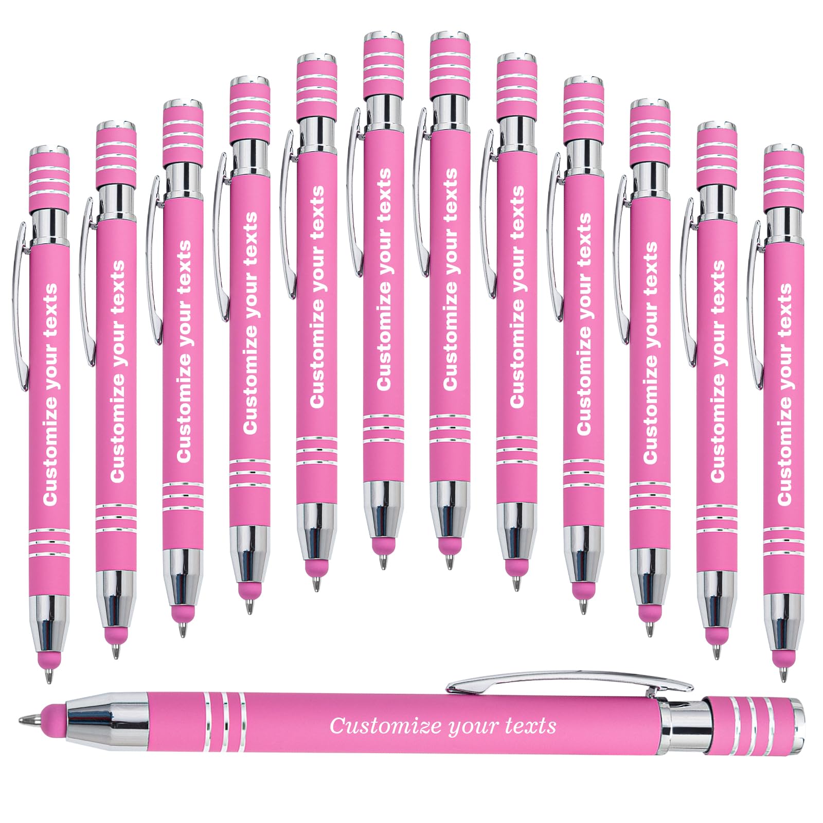 Custom Engraved Personalized Ergonomic Non-Slip Grip Area Black Ink Metal Ballpoint Pen Set - 48PC
