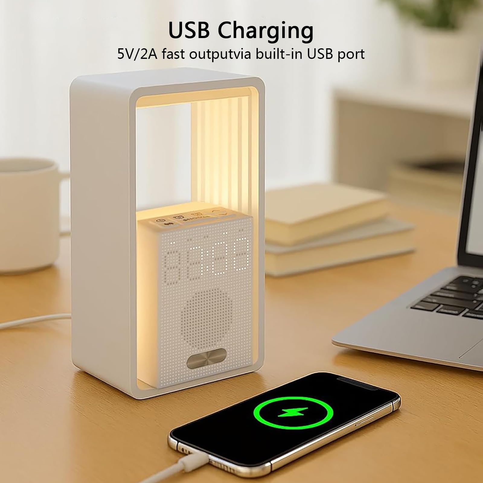 Despertador Inteligente con Luz De Amanecer, 9 Sonidos Relajantes Simulados, Puerto De Carga USB, Niveles De Brillo Ajustables y Función De Repetición De Alarma