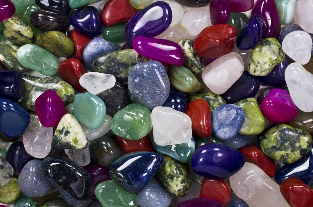Fantasia Materials: 18 lbs Premium Tumbled Stone Mix from Brazil - Natural and Dyed - Small - 0.75" to 1.25"