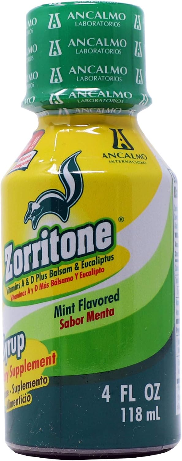 Zorritone Syrup enriched with Vitamins A and D, Mint Flavor, 2-Pack of 4 FL Oz, Bottles