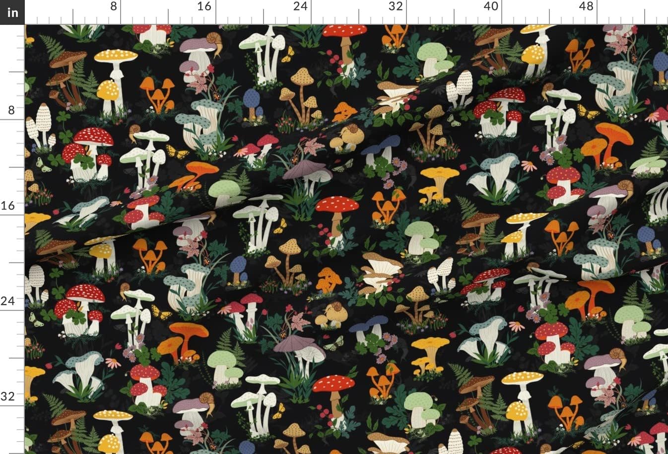 Spoonflower Fabric - Mushroom Garden Mushrooms Printed on Minky Fabric by The Yard - Sewing Baby Blankets Quilt Backing Plush