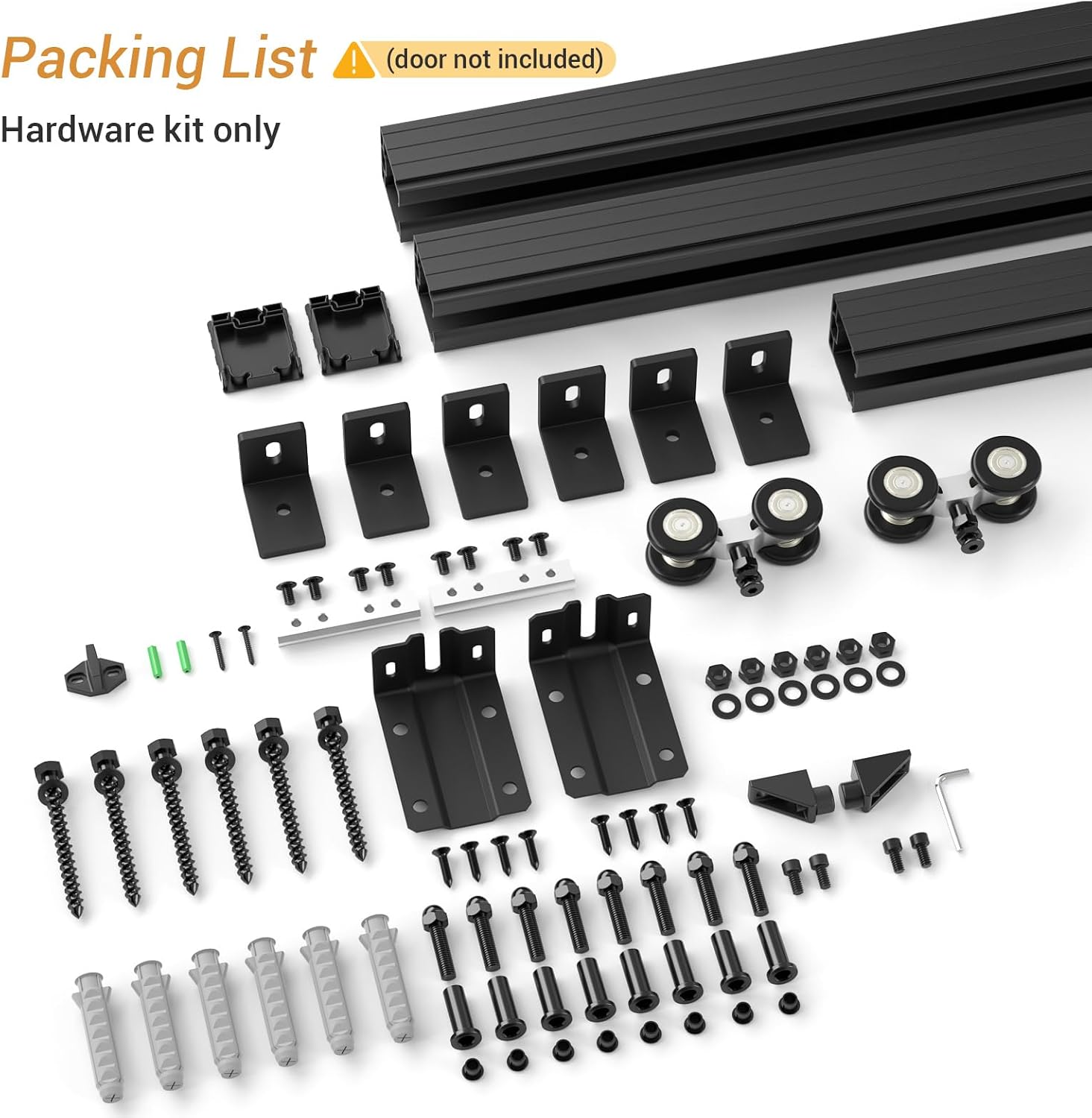 6.6FT/79'' Exterior Sliding Barn Door Hardware Kit, Box Rail Track,Heavy Duty Aluminium Alloy Wall Mount Kit for Indoor/Outdoor Single Door Use(NO Door)