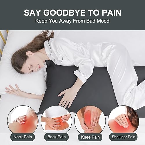 Vista 71 de DOWNCOOL Almohada grande de cuerpo completo, transpirable, para los que duermen de lado, suave, larga, para adultos, 20 x 54 pulgadas, color gris