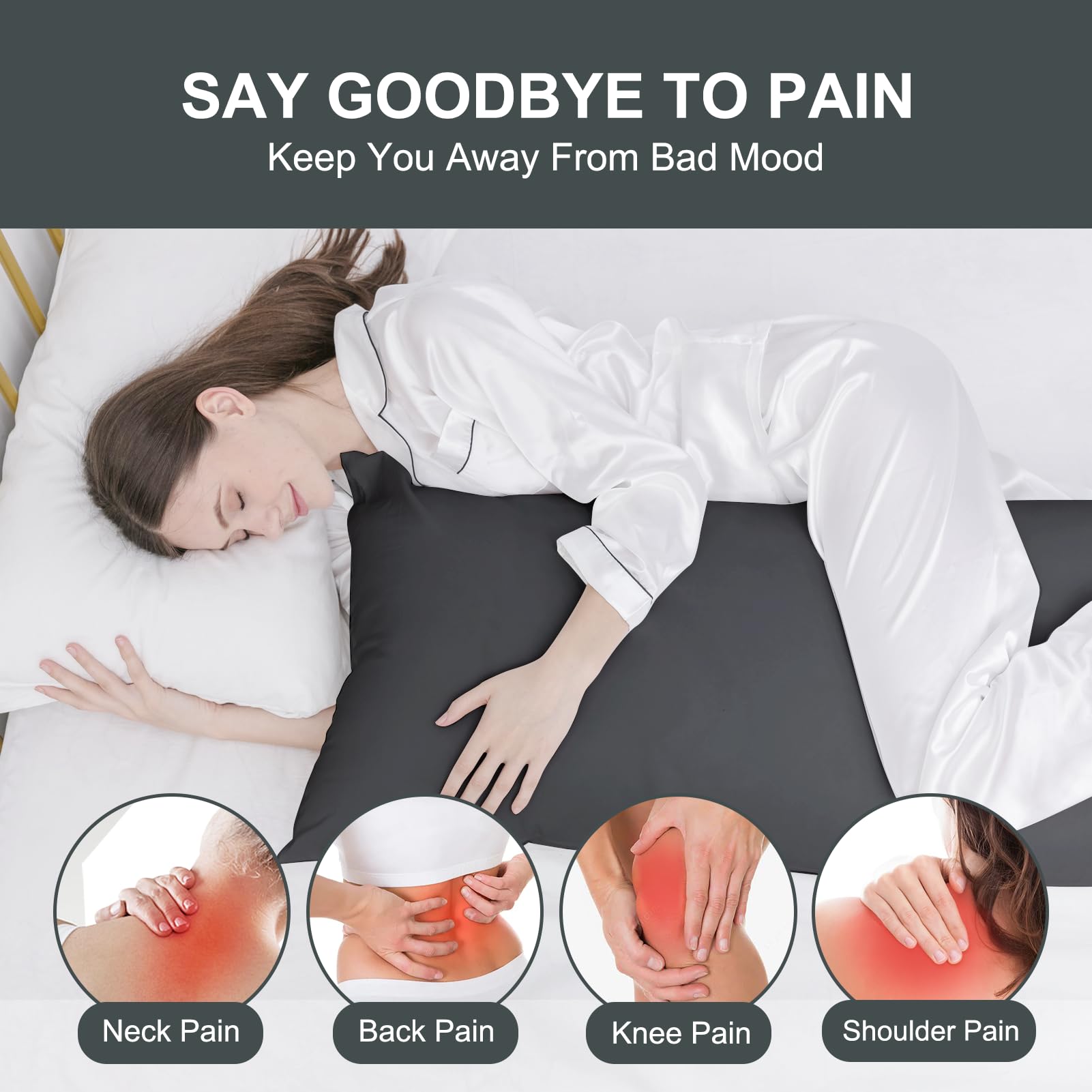 DOWNCOOL Large Body Pillow Insert- Breathable Full Body Pillow for Side Sleeper - Soft Long Bed Pillow for Adults - 20 x 54 inch ?Black?