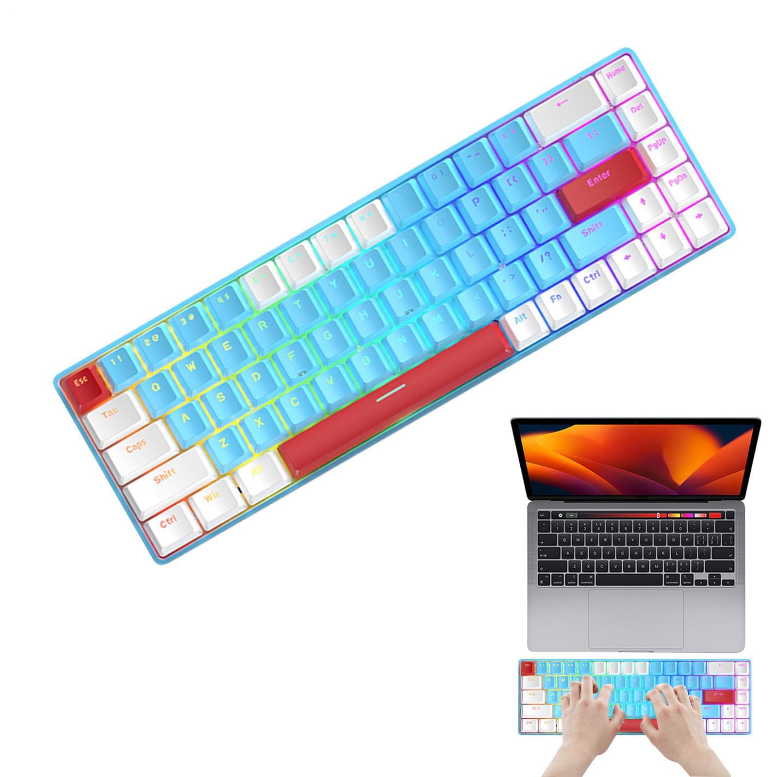 Teclado mecánico 60%, Teclado con Cable retroiluminado RGB, Compacto de 68 | teclas para laptop, escritorio, PC, teclas programables para escribir, oficina, estudio, 12.28 x 4.06 x 1.54 pulgadas