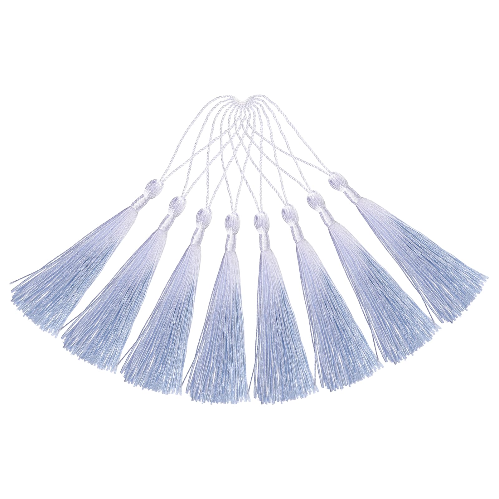 uxcell 20Pcs Mini Bookmark Tassels, 5" Gradient Polyester Tassels Soft Handmade Silky Floss with Cord Loop for Jewelry Making, Handbag, Pendant DIY Crafts, OR Light Blue