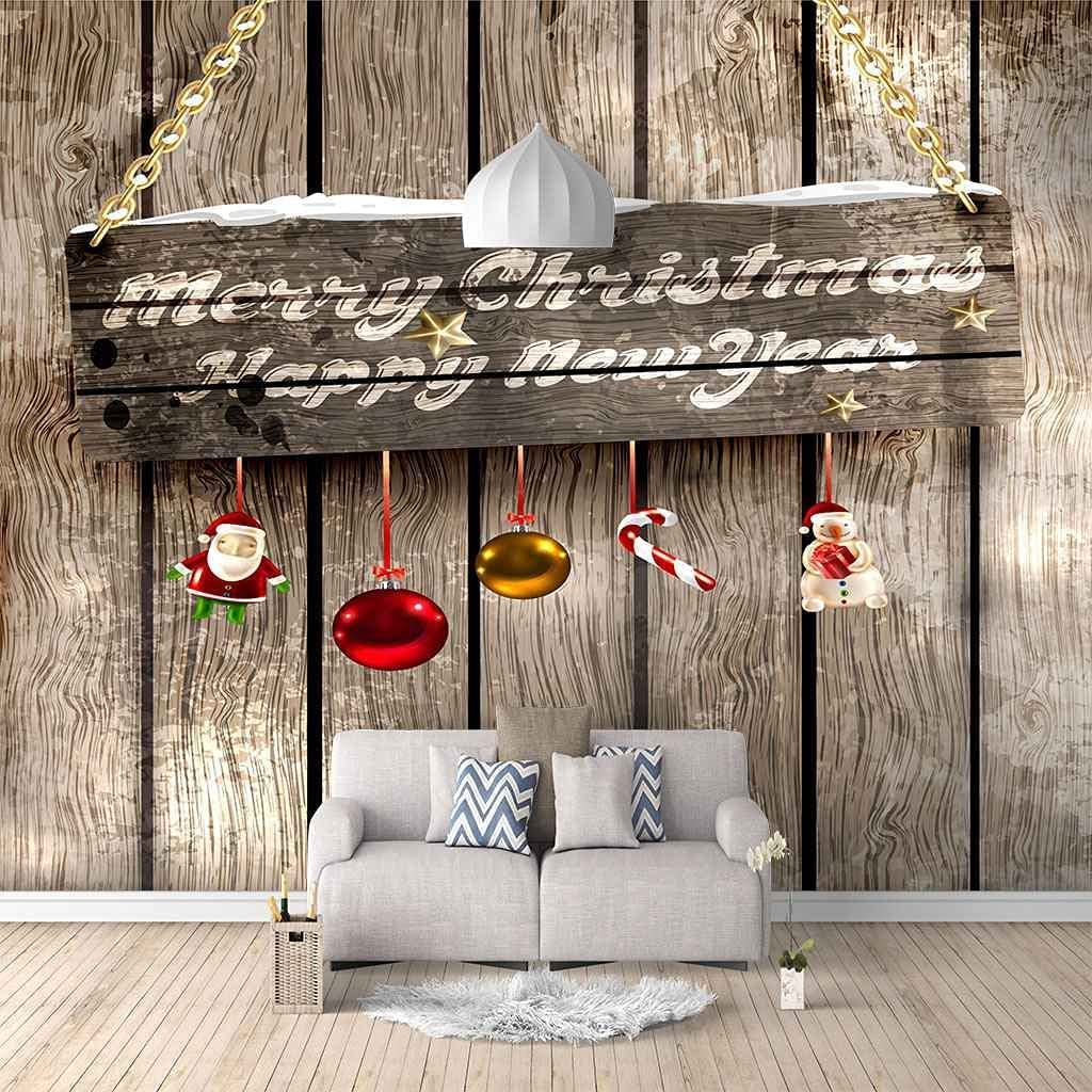 Papier Peint Mural Auto-Adhésif Décoration De Noël Vintage Effet 3D Y Compris Pâte Salon Bureau Chambre Chambre D'Enfants Salle À Manger Couloir Mur Affiche Mur Art Décoratif Mur Pho 200(L)x150(H)cm