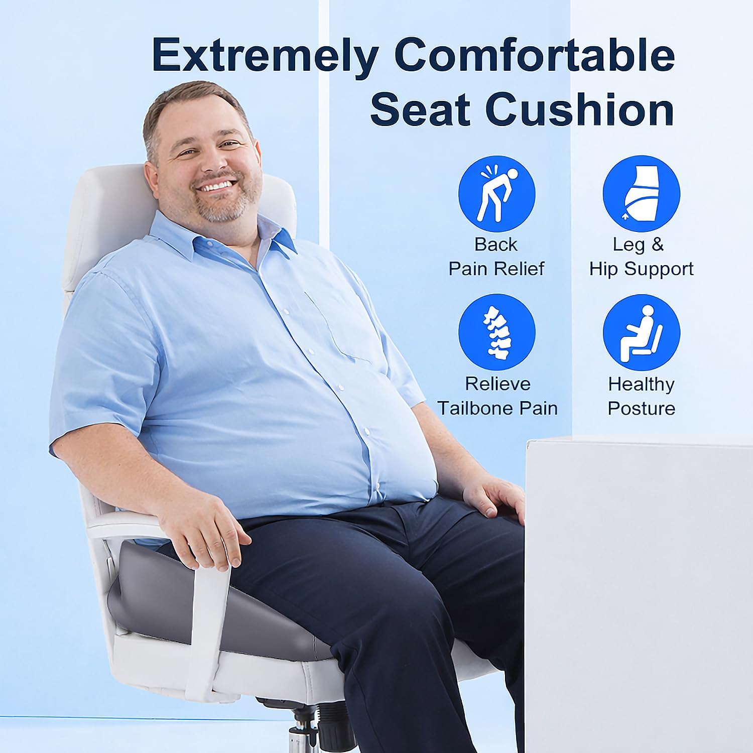 X-Large Coccyx Seat Cushion, U-Shaped Memory Foam for Office Chair image 2