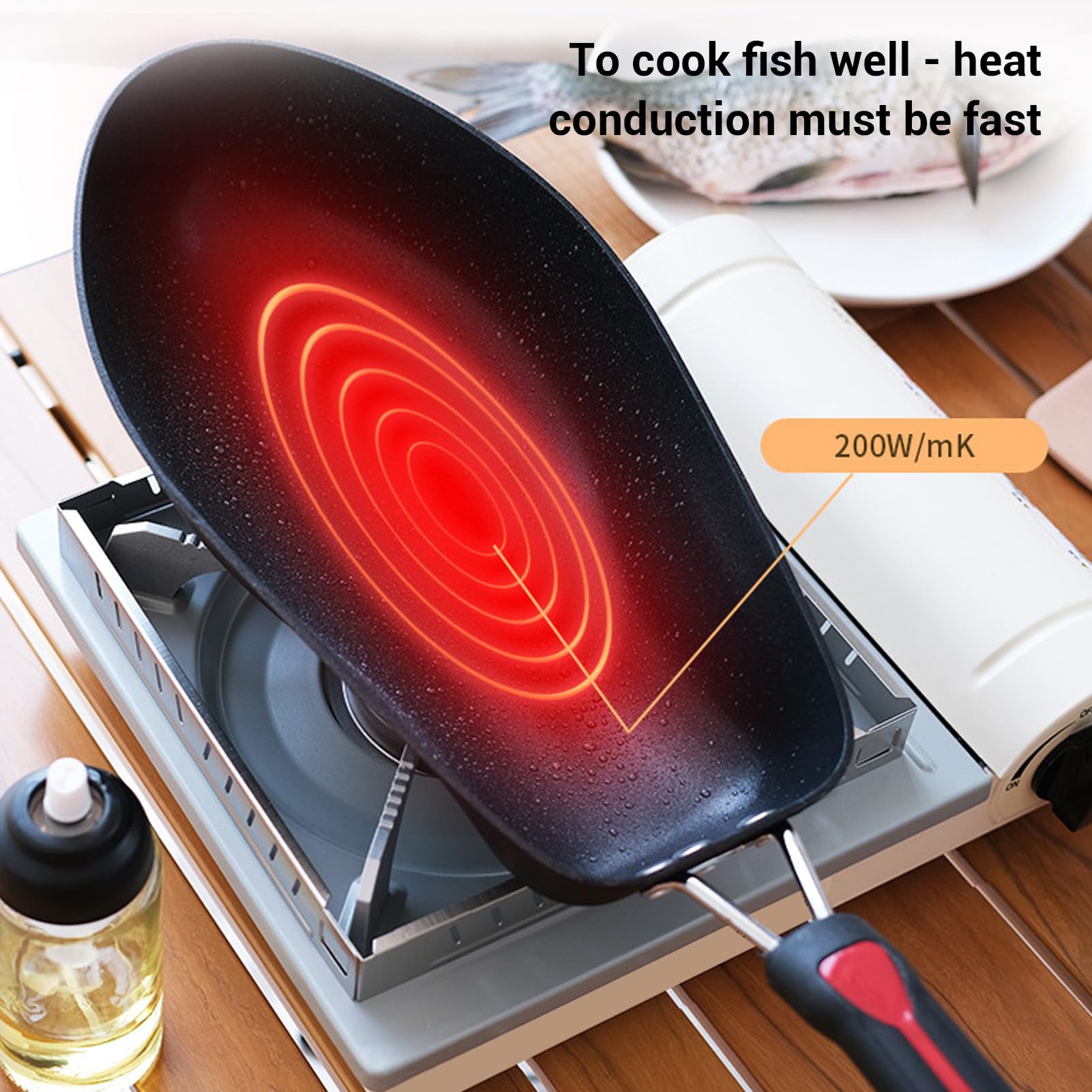 Cocoarm Padella a Forma di Pesce 3D, Acciaio Inossidabile, Antiaderente, Distribuzione Uniforme del Calore per Professionale e Uso in
