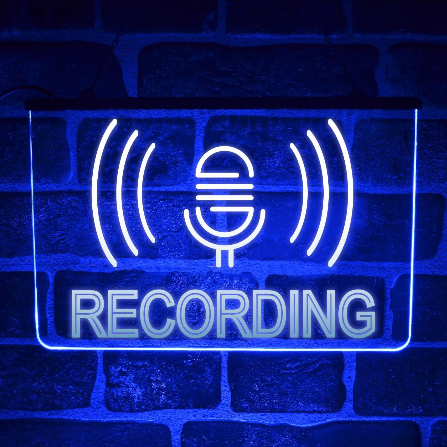 Paint The Town Led Blue Recording On Air Neon Led Light Sign | Multicolour Hanging Wall Display For Dj Booth, Music Studio, Youtube, Podcast, Radio Room | Usb Powered (Blue)