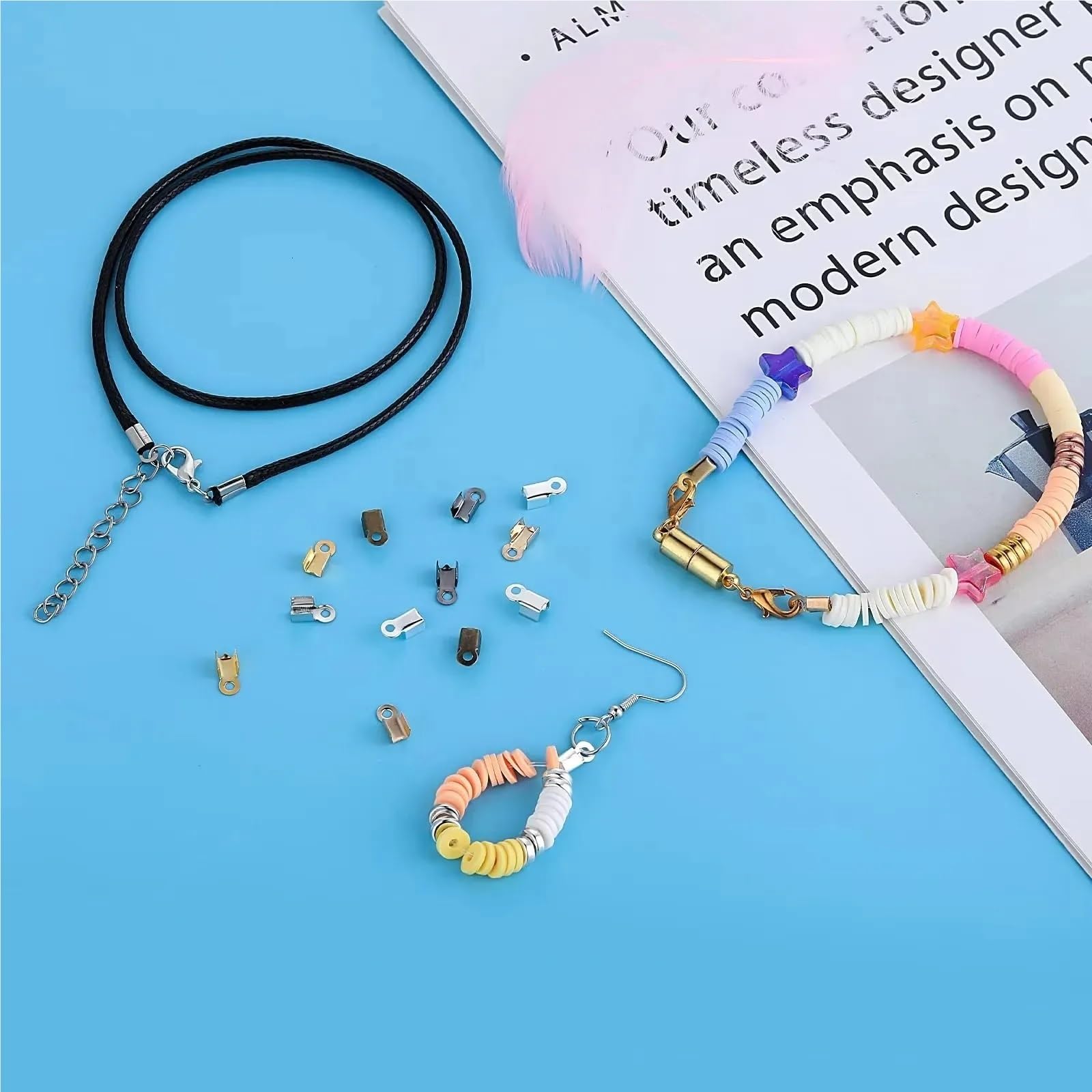 Koraliki zaciskane 2000 sztuk 6 kolorów zaciskane końcówki sznurka składane zaślepki biżuteria do tworzenia biżuterii bransoletka naszyjnik DIY rzemiosło(Kc gold,S 3-6mm)