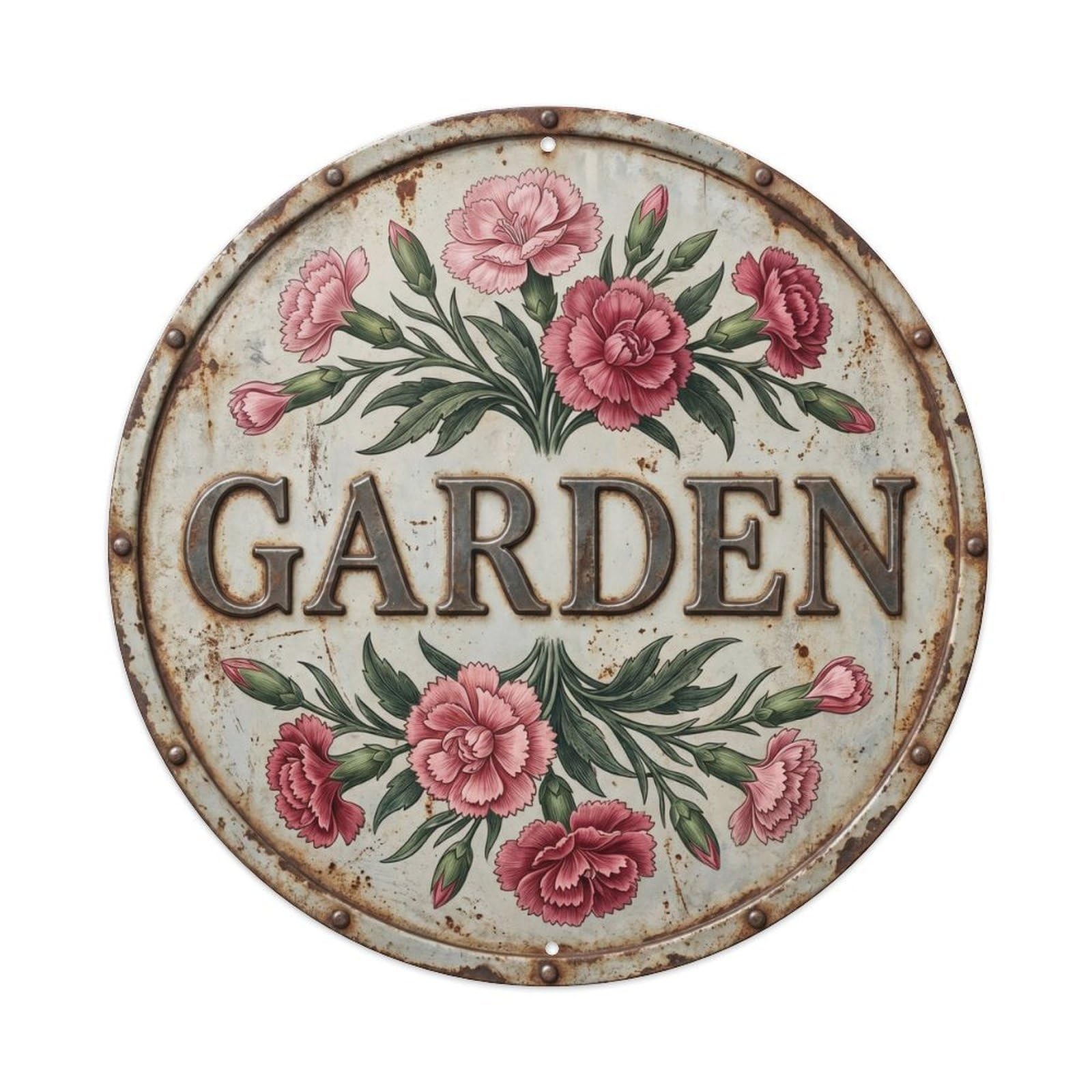 Garden Carnation Botanical Floral Outdoor Label Metal Tin Sign