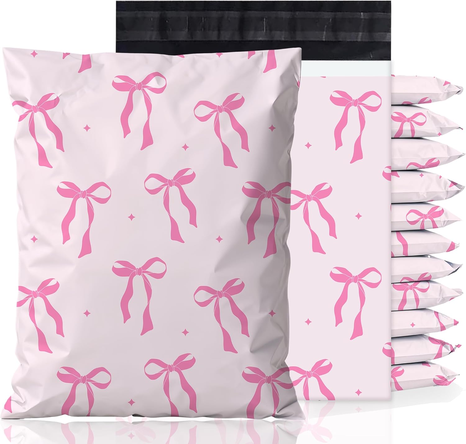 CeeVian Pink Bow Poly Mailers 10x13 Inch Waterproof Pink Shipping Bags Packaging Mailing Bag Bulk Tear Resistant Packaging for Clothing Small Business Gift Bag 100PCS