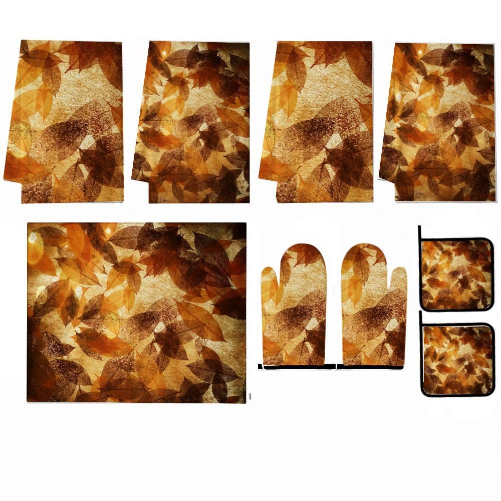 Lot de 9 décorations et accessoires de cuisine Motif feuilles d'automne