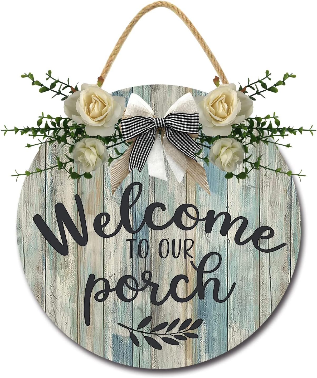 Amazon.com: Fsdva Welcome sign for front door Round Wood Sign Hanging ...